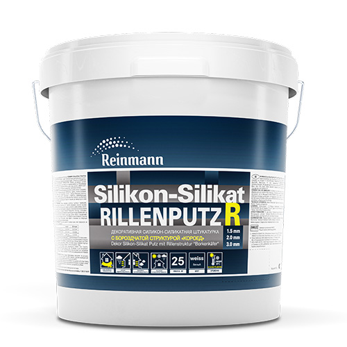 Штукатурка REINMANN силикон-силикатная  короед Silikon-Silikat RillenPutz R 2,0 mm, BaseA/25кг 