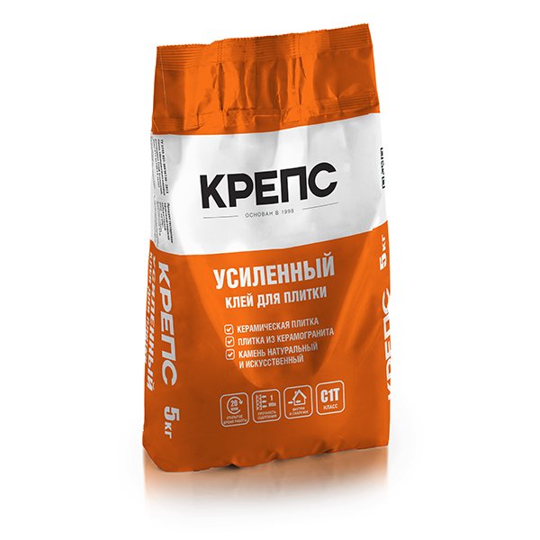 Клей КРЕПС усиленный для плитки / 5кг/4 шт 
