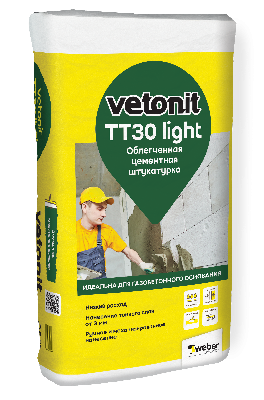 Штукатурка ВЕТОНИТ ТТ30 лайт цементная влагостойкая,серая /25 кг/48шт/