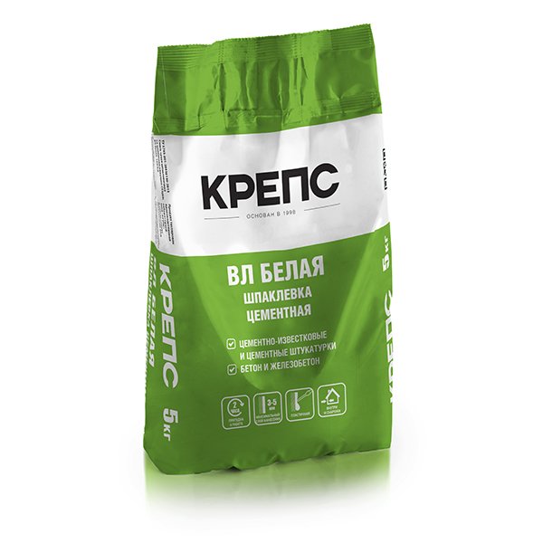 Шпаклевка КРЕПС ВЛ Белая,фасадная / 5кг/8/120шт