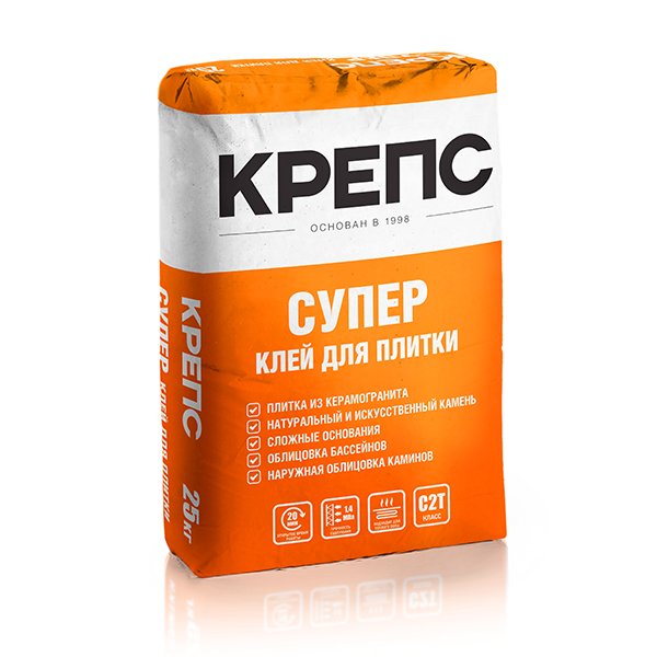 Клей КРЕПС Супер, для плитки,C2 T  / 25кг/56 шт 