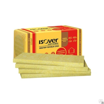 ИЗОВЕР/Ветонит  Мастер Теплых Стен 100*600*1000мм /2,4м2/0,24м3/4шт/12упак./базальт/плот. 38-48
