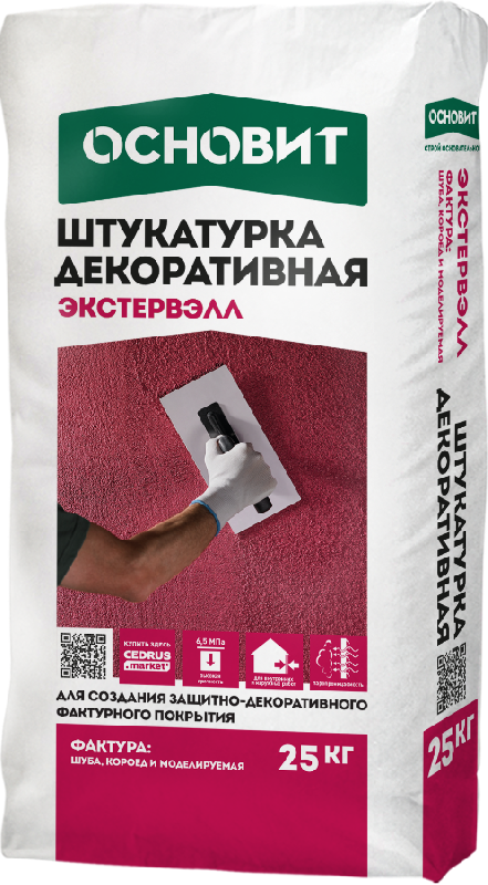 Штукатурка ОСНОВИТ ЭКСТЕРВЭЛЛ OS-2,0 WК КОРОЕД бел, 25кг, 54 меш.