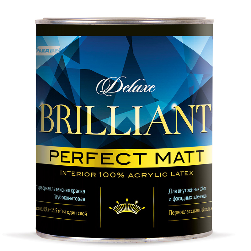 Краска PARADE DELUXE Brilliant perfekt matt,интерьерная, база С, 0,9л