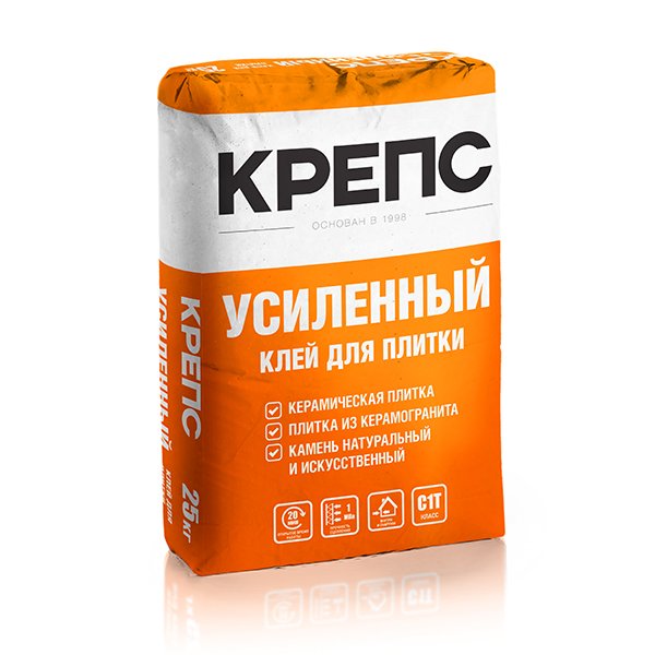 Клей КРЕПС усиленный для плитки,C1 T  / 25кг/56 меш. 