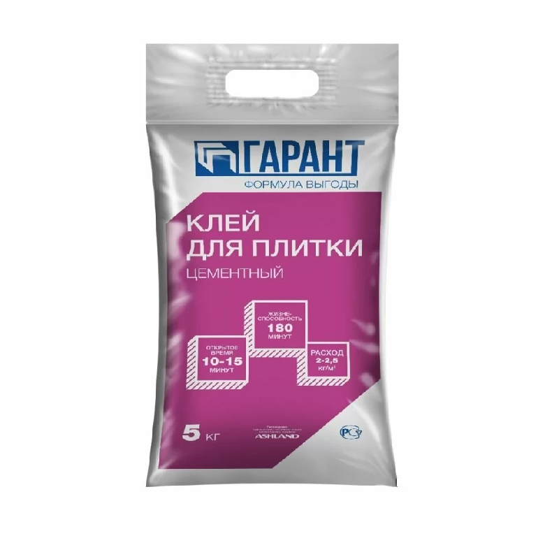Клей ГАРАНТ для плитки  /5 кг/180 шт/