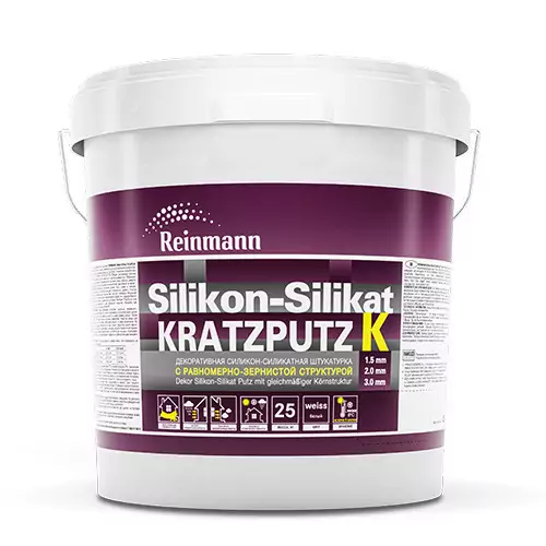 Штукатурка REINMANN силикон-силикатная  шуба Silikon-Silikat KratzPutz K 1,5 mm, BaseС, 25 кг