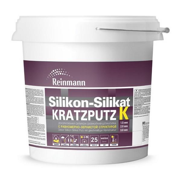 Штукатурка REINMANN силикон-силикатная  шуба Silikon-Silikat KratzPutz K 2.0 mm, BaseС, 25 кг