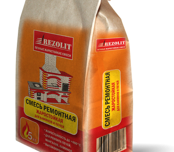Смесь РЕЗОЛИТ ремонтная жаростойкая высокопрочная для каминов и печей, 5кг/144