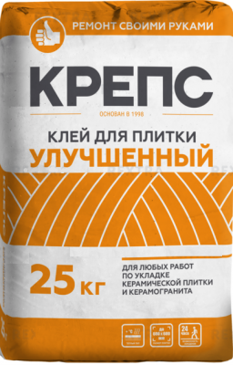 Клей КРЕПС улучшенный для плитки С1/25кг/56 меш.