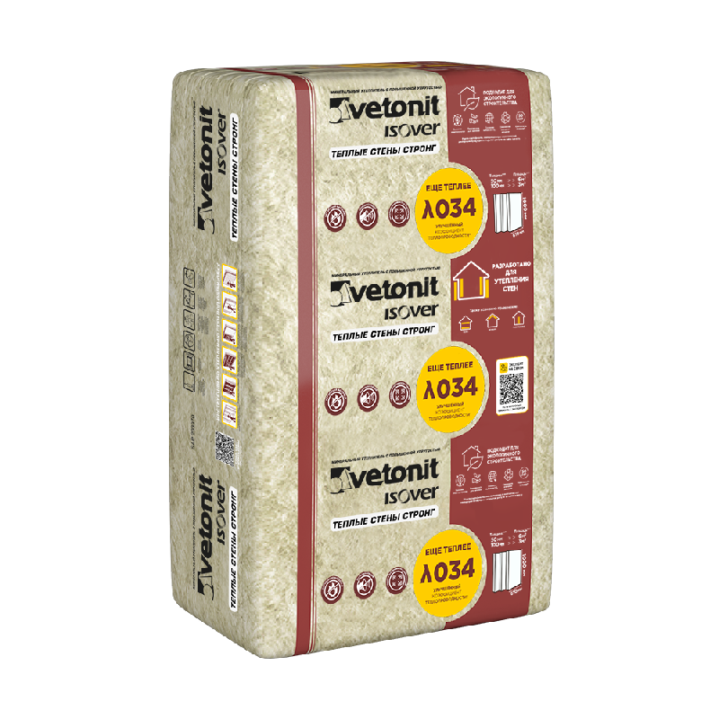 ИЗОВЕР/Ветонит Теплые Стены СТРОНГ 100*610*1000мм/3м2/0,305м3/5шт/в пал. 40уп./ кварц