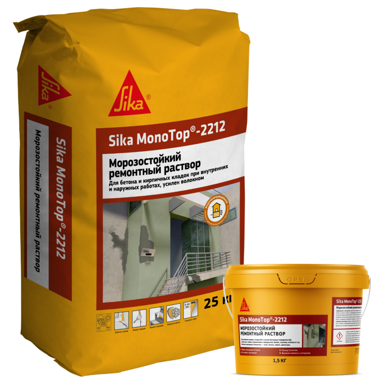 Раствор ЗИКА Sika MonoTop-2212,ремонтный ,однокомпонентный/1,5кг/ведро