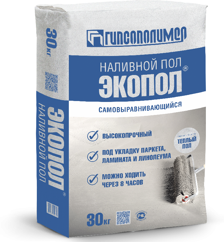 Пол ГИПСОПОЛИМЕР наливной Экопол /30 кг, от 5-50мм/45 шт/М-150