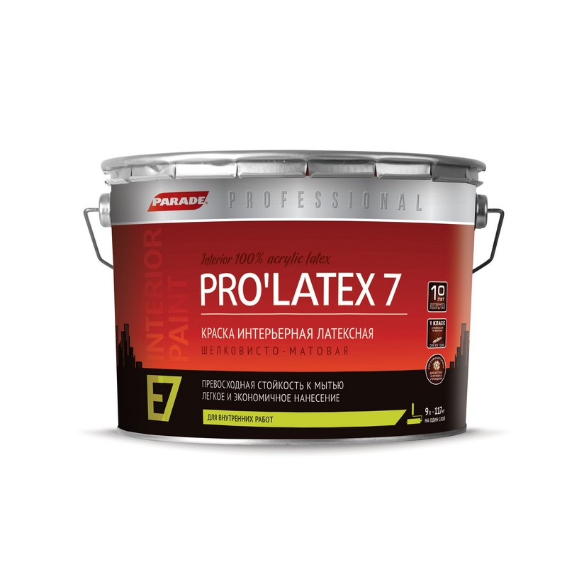 Краска PARADE PRO латексная E7 база С шелк-мат. 9л