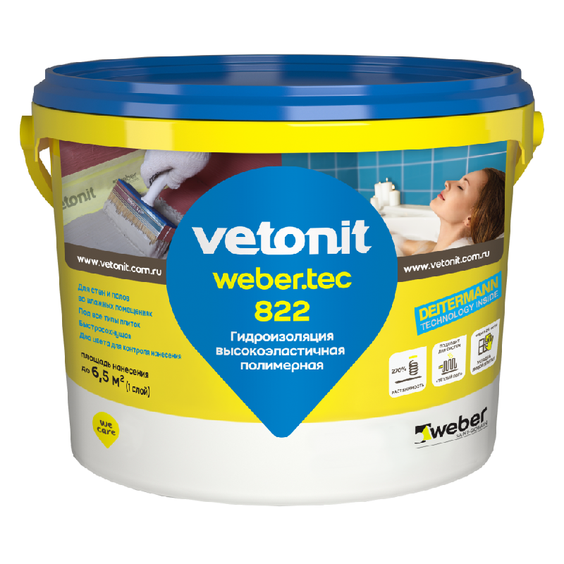 Гидроизоляция ВЕТОНИТ ВЕБЕР.ТЕК 822 розовая /4 кг ведро/