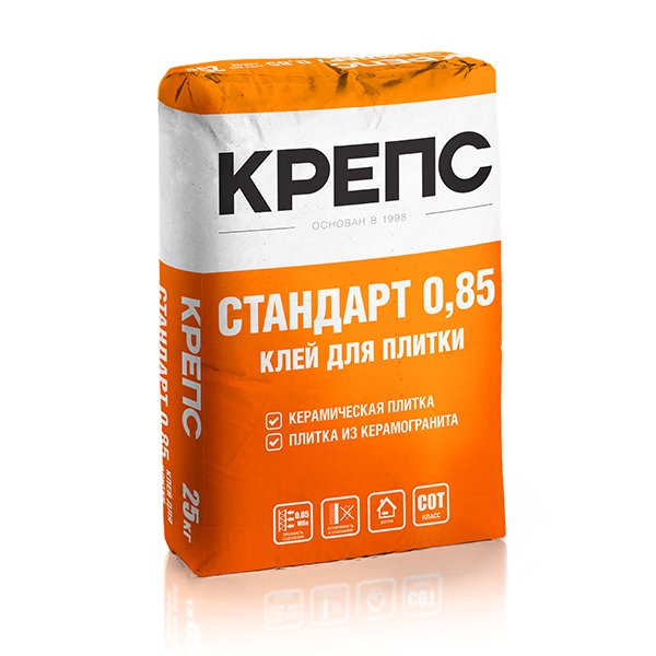 Клей КРЕПС Стандарт0,85 для плитки, C0 T  / 25кг/56 меш